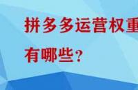 拼多多運(yùn)營權(quán)重有哪些？