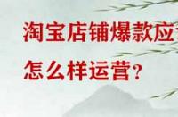 淘寶店鋪爆款應(yīng)該怎么樣運營？