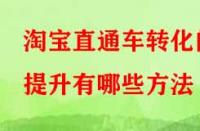 淘寶直通車轉(zhuǎn)化的提升有哪些方法？