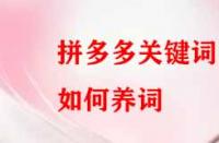 拼多多關鍵詞如何養(yǎng)？