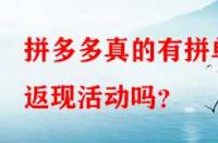 拼多多真的有拼單返現(xiàn)活動嗎？