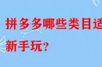 拼多多哪些類目適合新手玩？
