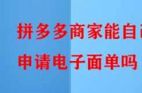 拼多多商家能自己申請(qǐng)電子面單嗎？