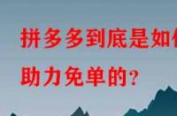 拼多多到底是如何助力免單的？