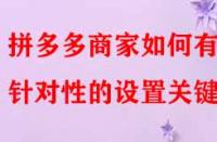 拼多多商家如何有針對性的設(shè)置關(guān)鍵詞？
