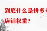到底什么是拼多多店鋪權(quán)重？