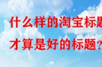 什么樣的淘寶標(biāo)題才算是好的標(biāo)題？