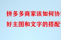 拼多多商家該如何協(xié)調(diào)好主圖和文字的搭配？