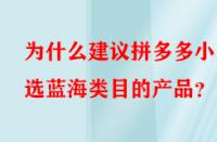 為什么建議拼多多小白選藍(lán)海類(lèi)目的產(chǎn)品？