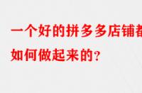 一個(gè)好的拼多多店鋪都是如何做起來的？
