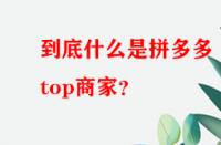到底什么是拼多多top商家？